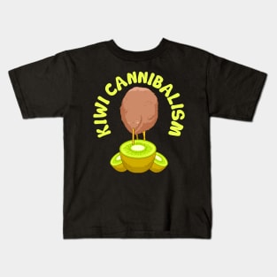 Funny Kiwi Cannibalism Pun Adorable Animal Fruit Kids T-Shirt